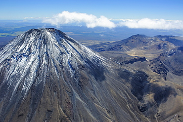 Aerial of Mount Ngauruhoe, Tongariro National Park, UNESCO World Heritage Site, North Island, New Zealand, Pacific