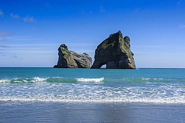 Archway islands, Wharariki Beach, South Island, New Zealand, Pacific