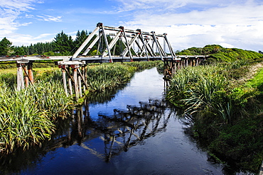 Old railway bridge along the road between Fox Glacier and Greymouth, South Island, New Zealand, Pacific 