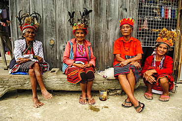 Traditional dressed Ifugao women sitting in Banaue, UNESCO World Heritage Site, Northern Luzon, Philippines, Southeast Asia, Asia