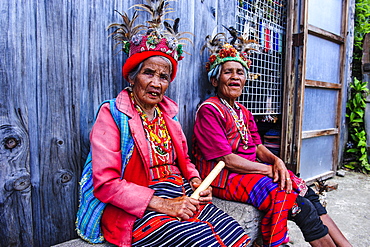 Traditional dressed Ifugao women sitting in Banaue, UNESCO World Heritage Site, Northern Luzon, Philippines, Southeast Asia, Asia