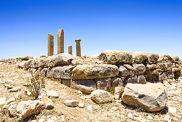 The columns of a ruined structure at the Pre-Aksumite settlement of Qohaito, Eritrea, Africa