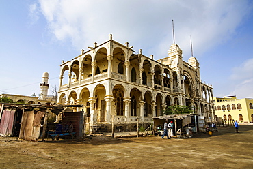 Destroyed former Banco d'Italia in the old port town of Massawa, Eritrea, Africa