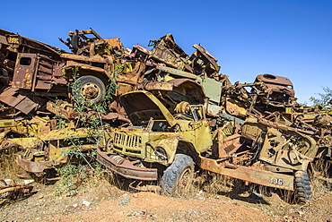 Italian tank cemetery in Asmara, capital of Eritrea, Africa