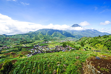 View over the Dieng Plateau, Java, Indonesia, Southeast Asia, Asia