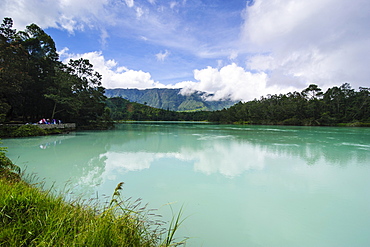 Twin lakes Telaga Warna and Telaga Pengilon, Dieng Plateau, Java, Indonesia, Southeast Asia, Asia