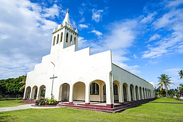 White Christian church in Haapai, Haapai Islands, Tonga, South Pacific, Pacific