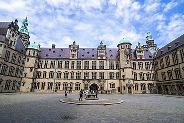 Inner yard in Kronborg Renaissance castle, UNESCO World Heritage Site, Helsingor, Denmark, Scandinavia, Europe