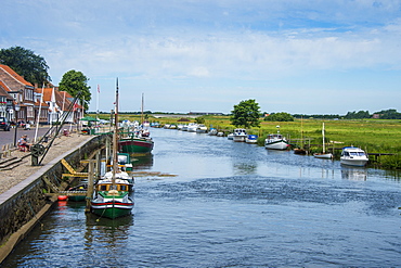 Little water channel in Ribe, Denmark's oldest surviving city, Jutland, Denmark,  Scandinavia, Europe