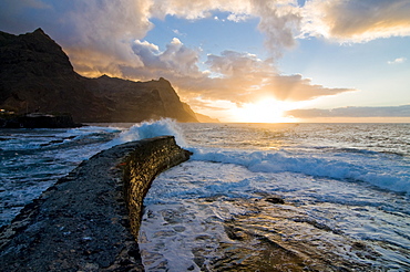 Sunset at coast of San Antao, Ponta do Sol, Cape Verde Islands, Atlantic, Africa