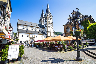 Saint Severus's Church on the market square of Boppard, UNESCO World Heritage Site, Rhine Valley. Rhineland-Palatinate, Germany, Europe