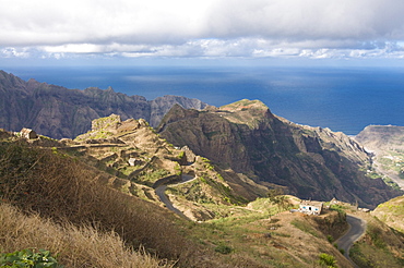 Mountain landscape of the island of San Antao with agricultural terraces, Cape Verde Islands, Africa