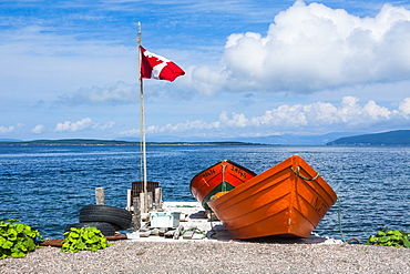 Little boats in th harbour of Corner Brook, Newfoundland, Canada, North America