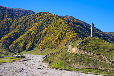 Watchtower in the Chechen Mountains, Chechnya, Caucasus, Russia, Europe