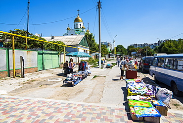 Local market in Tiraspol, capital of the Republic of Transnistria, Moldova, Europe