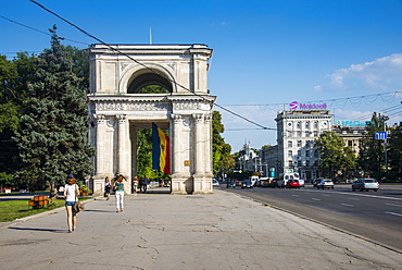 Arc de Triomphe in the center of Chisinau, Moldova, Europe