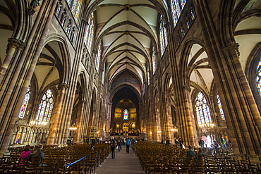 Interior view, Strasbourg Cathedral, UNESCO World Heritage Site, Strasbourg, Alsace, France, Europe