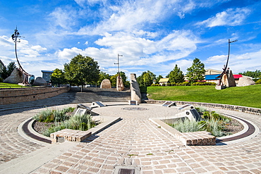 Forks astrological monument, Oodena Celebration Circle, Winnipeg, Manitoba, Canada, North America