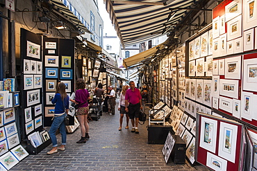 Art galleries in the old town of Quebec City, Quebec, Canada, North America