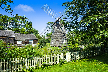 Windmill and the Home Sweet Home house in East Hampton, The Hamptons, Long Island, New York State, United States of America, North America