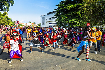 Carneval parade in the town of Sao Tome, Sao Tome and Principe, Atlantic Ocean, Africa