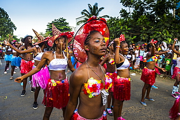 Carneval parade in the town of Sao Tome, Sao Tome and Principe, Atlantic Ocean, Africa