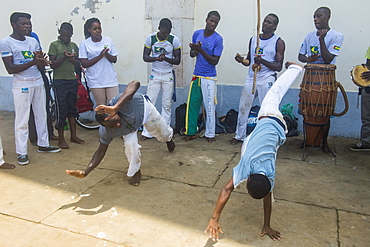 Young boys performing Capoeira in the city of Sao Tome, Sao Tome and Principe, Atlantic Ocean, Africa