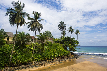 Colonial buildings in Caue, east coast of Sao Tome, Sao Tome and Principe, Atlantic Ocean, Africa