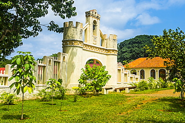 Entrance to the Roca Belo Monte, former cocoa plantation, UNESCO Biosphere Reserve, Principe, Sao Tome and Principe, Atlantic Ocean, Africa