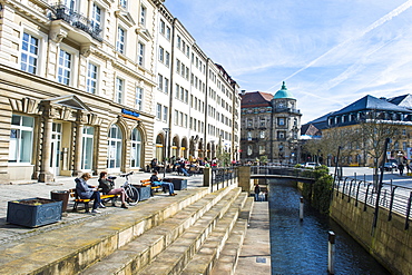 Water channel in the center of Bayreuth, Upper Franconia, Bavaria, Germany, Europe