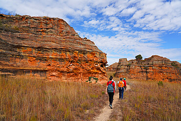 Eroded sandstone rock formations at Isalo National Park, Fianarantsoa province, Ihorombe Region, Southern Madagascar, Africa