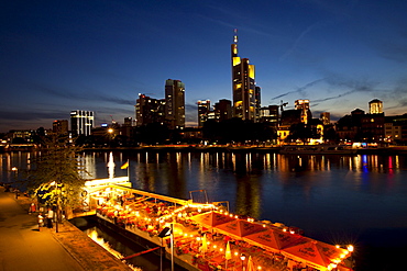 Frankfurt's skyline and the Main river, Frankfurt am Main, Hesse, Germany, Europe