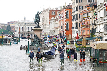 High tide in Venice, November 2019, Venice, UNESCO World Heritage Site, Veneto, Italy, Europe