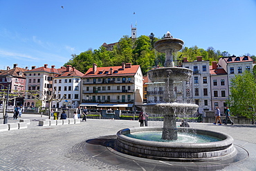 Fountain in New Square, Vodnjak na Novem trgu, Ljubljana, Slovenia, Europe