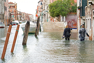 High tide in Venice in November 2019, Fondamenta della Sensa, Venice, UNESCO World Heritage Site, Veneto, Italy, Europe