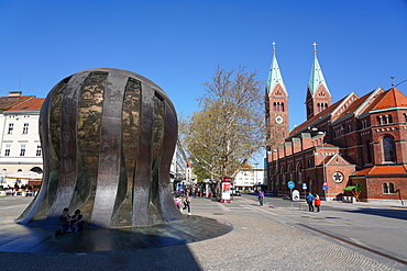 National Liberation monument, also known as Kojak, and the Franciscan Church, Maribor, Slovenia, Europe