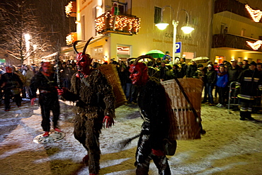 Krampus is a mythical creature recognized in Alpine countries, Campo Tures, South Tyrol, Bolzano, Italy, Europe