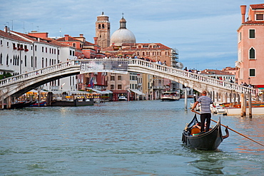 View of the Grand Canal in front of the train station from a public waterbus, Venice, UNESCO World Heritage Site, Veneto, Italy, Europe