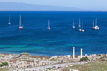 Carthaginian ruins of Tharros village, Sinis peninsula, Cabras, Oriastano province, Sardinia, Italy, Mediterranean, Europe