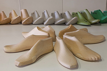 Wood and plastic models at Cercal footwear school, San Mauro Pascoli, Emilia-Romagna, Italy, Europe