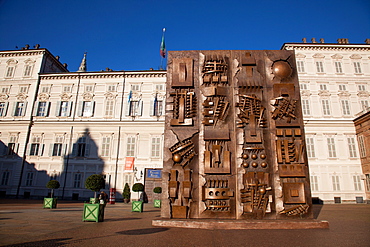 Arnaldo Pomodoro sculptures at The Royal Palace (Palazzo Reale), Turin, Piedmont, Italy, Europe