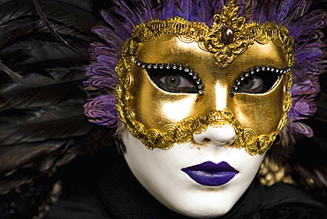 Mask at Venice Carnival, Venice, Veneto, Italy, Europe