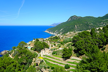 Coastline near Banyalbufar, Serra de Tramuntana, Majorca, Balearic Islands, Spain, Mediterranean, Europe