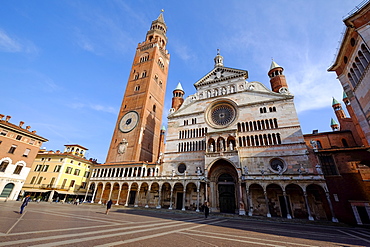 Cremona Cathedral, and Torrazzo bell tower, Cremona, Lombardy, Italy, Europe