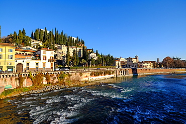 Castel San Pietro and Adige River, Verona, Veneto, Italy, Europe