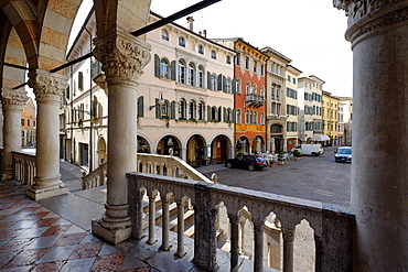 Loggia del Lionello arcades facing to Via del Mercatovecchio, Udine, Friuli Venezia Giulia, Italy, Europe