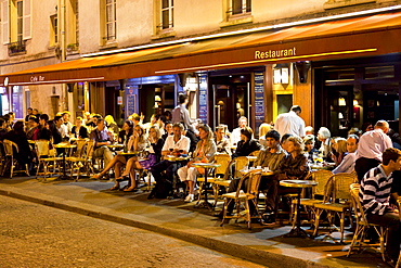 Cafe scene at night, Paris, France, Europe