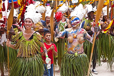 Parade along White Beach during the Ati-Atihan Festival, an annual feast in honour of the Santo Nino, Boracay, Aklan, Philippines, Southeast Asia, Asia