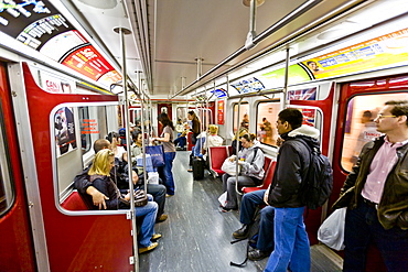 Interior of subway train, Toronto, Ontario, Canada, North America