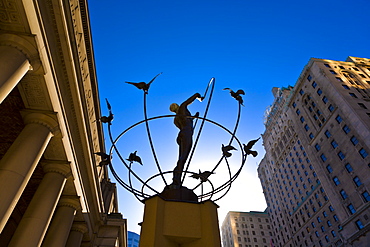 Union Station, scultpure, and historic Fairmont Royal York Hotel building, Toronto, Ontario, Canada, North America